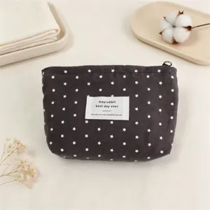 Borsa cosmetica con cerniera in tessuto stampato a stelle stile coreano piccolo astuccio trucco