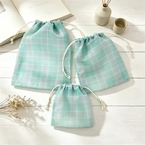 Organza kariert Kordelzug Geschenktüten mintgrün Netz Schmuck Aufbewahrungsbeutel 3er Set
