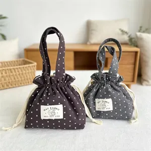 Bonito bolso de mano con cordón de lona con estampado de estrellas, bolsa casual mujer.