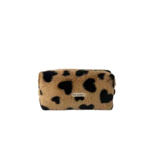 Pluche hart cosmetische tas schattige herfst winter draagbare reismake up etui pennen