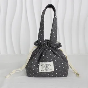 Bolso de mano de lona con estampado de estrellas bonito bolsa de tela portátil organizador casual