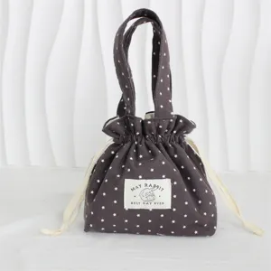 Bolso de mano de lona con cordón y estampado de estrellas linda bolsa de almacenamiento diaria portátil