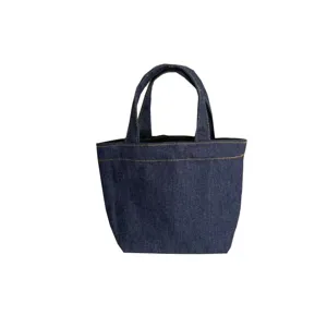 Bolso tote mini de denim clásico para desplazamiento diario y almuerzo, bolso sencillo.