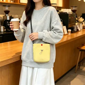 Lässige Nylon Mini Umhängetasche hellgelbe Handytasche vielseitige tägliche Freizeittasche