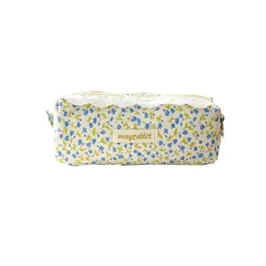 Korean style floral lace pencil pouch large capacity student fabric stationery cosmetic bag