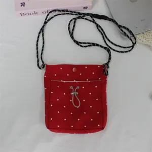 Nylon Mini Umhängetasche für Handy, rote Pünktchen Dopamin Design Freizeittasche.