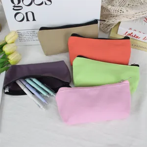 Bunte Leinwand Stiftetasche Set, minimalistische Make-up Aufbewahrungstasche mit Reißverschluss.