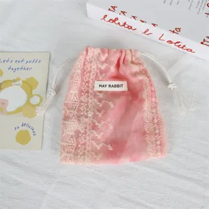 Sanfter Verlauf Spitzenkordelzugbeutel, tragbarer Kosmetik- und Schmuck-Aufbewahrungsbeutel.
