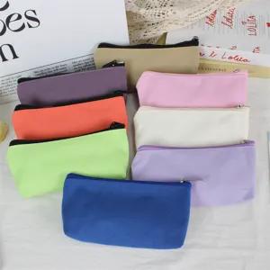 Bunte Federtasche aus Leinen mit Reißverschluss, mehrfarbige Kosmetiktasche und Aufbewahrung.