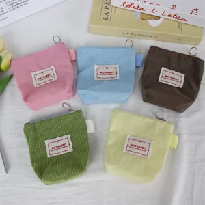 Nylon grid mini zipper coin purse cute portable lipstick pouch small headphone storage bag