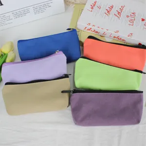 Buntes Leinen Federmäppchen Reißverschluss Make-up Tasche DIY blanko Schreibwaren Set.