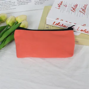 Leinwand Federmäppchen Reißverschluss Kosmetiktasche DIY Make-up Aufbewahrungstasche einfarbig
