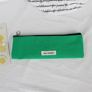 Grüner Nylon Reißverschluss Federmäppchen Make-up Pinsel Aufbewahrungstasche mit einfachem Stil.