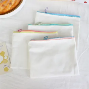 Canvas pencil pouch minimalist zipper storage bag portable aesthetic stationery organizer detail