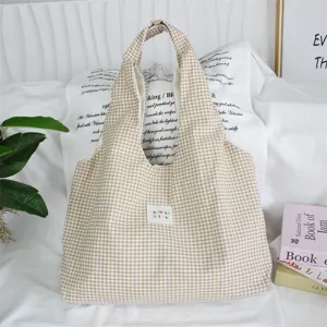 Casual plaid tote bag, lazy style shoulder bag, large capacity daily commuter handbag for women.