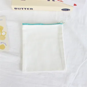 Plain canvas pencil case with zipper, blank DIY customizable makeup storage bag for travel.