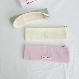 Einfarbig Nylon Reißverschluss Federmäppchen Pinsel Make-up Tasche Schreibwaren Organizer
