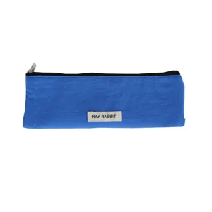 Einfarbige Nylon Reißverschluss Kosmetiktasche tragbare Make-up Tasche blau Federmäppchen