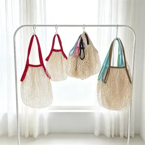 Gewebte Netz Einkaufstasche Tragbare Gemüse Obst Tasche Große Kapazität Strand Handtasche Wiederverwendbare Polyester Tasche