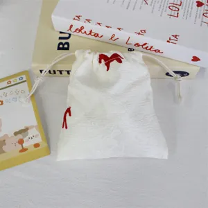 Korean minimalist embroidered horse drawstring bag detail, perfect for travel cosmetics storage dust bag.