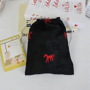 Korean style minimalist embroidered horse drawstring bag travel cosmetic dustproof storage bag