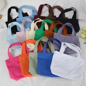 Women Solid Color Polyester Mini Tote Bag Portable Waterproof Handheld Bag For Daily Life Travel Storage Bento Bag