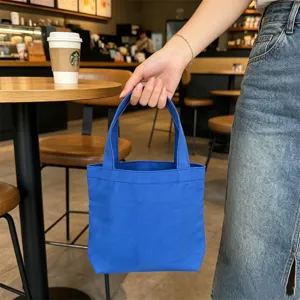 Solid color nylon mini tote bag, lightweight waterproof handbag for women casual daily use.