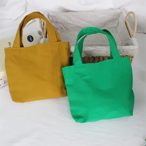 Solid color nylon small handbag mini tote bag lightweight waterproof lunch bag daily use