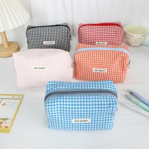 Karo Kosmetiktasche grosse Kapazitaet Federtasche tragbare Reise Make-up Organizer Tasche