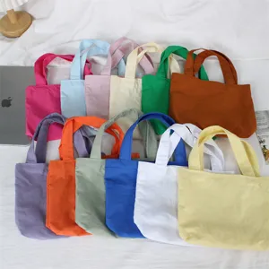 Solid color mini nylon tote bag, lightweight casual handbag, waterproof daily bento pouch.