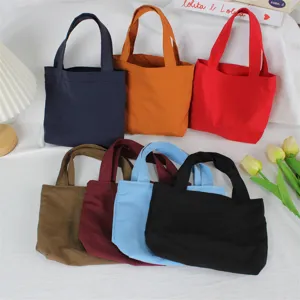 Solid color nylon small handbag mini tote bag lightweight casual handbag daily use