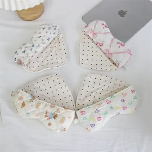 Quilted heart-shaped glasses pouch handmade fabric storage bag portable cute case