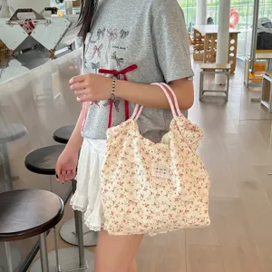 Sac cabas en toile a fleurs grande capacite sac epaule decontractee sac a main femme