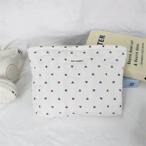Koreaanse gewatteerde hart handtas draagbare bento tas minimalistische mode lunchtas detailweergave