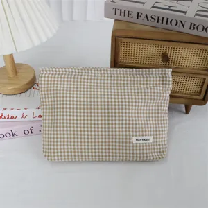 Borsa cosmetica a quadri, graziosa borsa da trucco da viaggio con chiusura lampo, organizer.