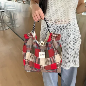 Sac à main fourre-tout patchwork carreaux grand cabas vintage élégant chic pour femme