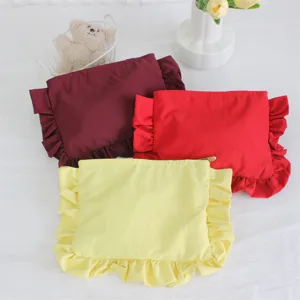 Koreanische Rüschen Kosmetiktasche wasserdicht Nylon Reise Wasch Make-up Aufbewahrung