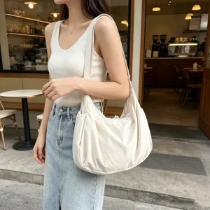 Borsa a tracolla casual in nylon da donna, grande capacità borsa a sacco versatile giornaliera.