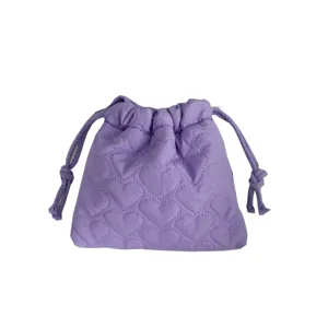 Pochette matelassée cœur cordon souple sac de rangement rembourré violet image principale.
