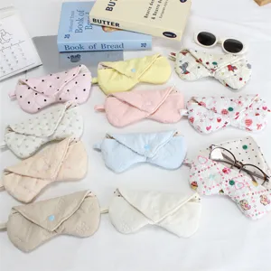 Soft quilted padded glasses case anti-scratch portable sunglasses storage pouch protective cover