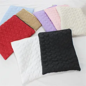 Quilted heart tablet sleeve cute aesthetic ipad pouch soft storage bag multi color portable