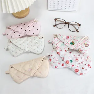 Soft quilted glasses case, portable sunglasses pouch and protective organizer for daily use
