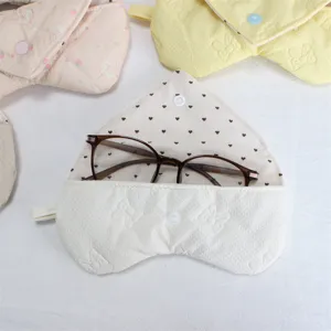 Soft quilted padded glasses case anti-scratch portable sunglasses storage pouch cute protective cover