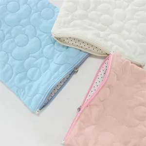 Quilted floral tablet sleeve cute iPad storage pouch soft laptop case with zipper