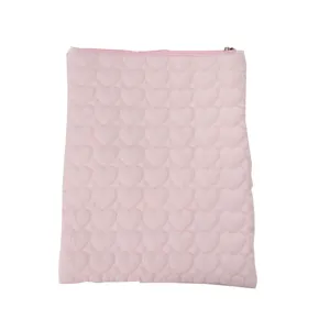 Cute pink quilted heart tablet sleeve soft ipad laptop storage inner bag stylish pouch