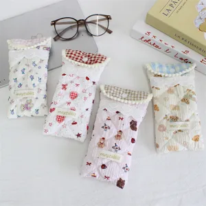 Cartoon Quilted Padded Glasses Storage Bag Soft Portable Anti-Scratch Protective Case Large Capacity Eyeglasses Bag For Women
