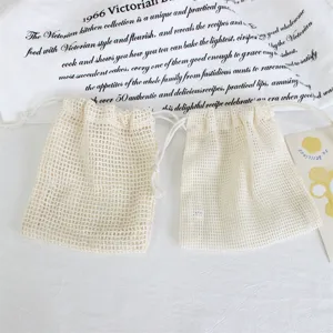 Daisy embroidery drawstring storage bag jewelry cosmetics packaging sorting mesh pocket gift