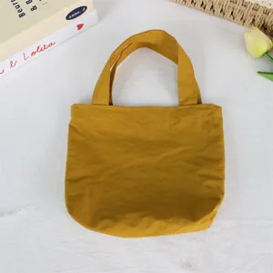 Solid color nylon mini handbag lightweight casual tote bag waterproof lunch bag for women
