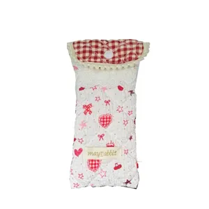 Cute quilted glasses case portable soft protective pouch with cute cartoon print and flap.