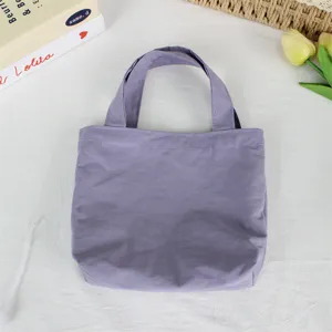 Solid color nylon small handbag mini lightweight tote bag portable bento storage bag stylish